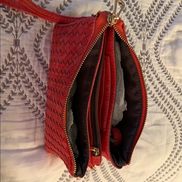 Red Wristlet with Shoulder Strap - Picture 2 of 2
